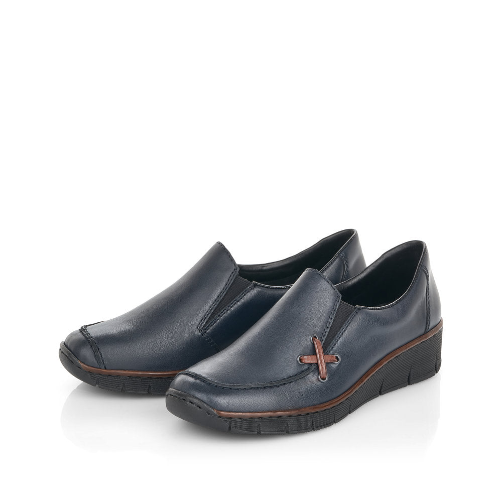 Rieker Ladies Slip On Wedge Heel Loafer shoe
