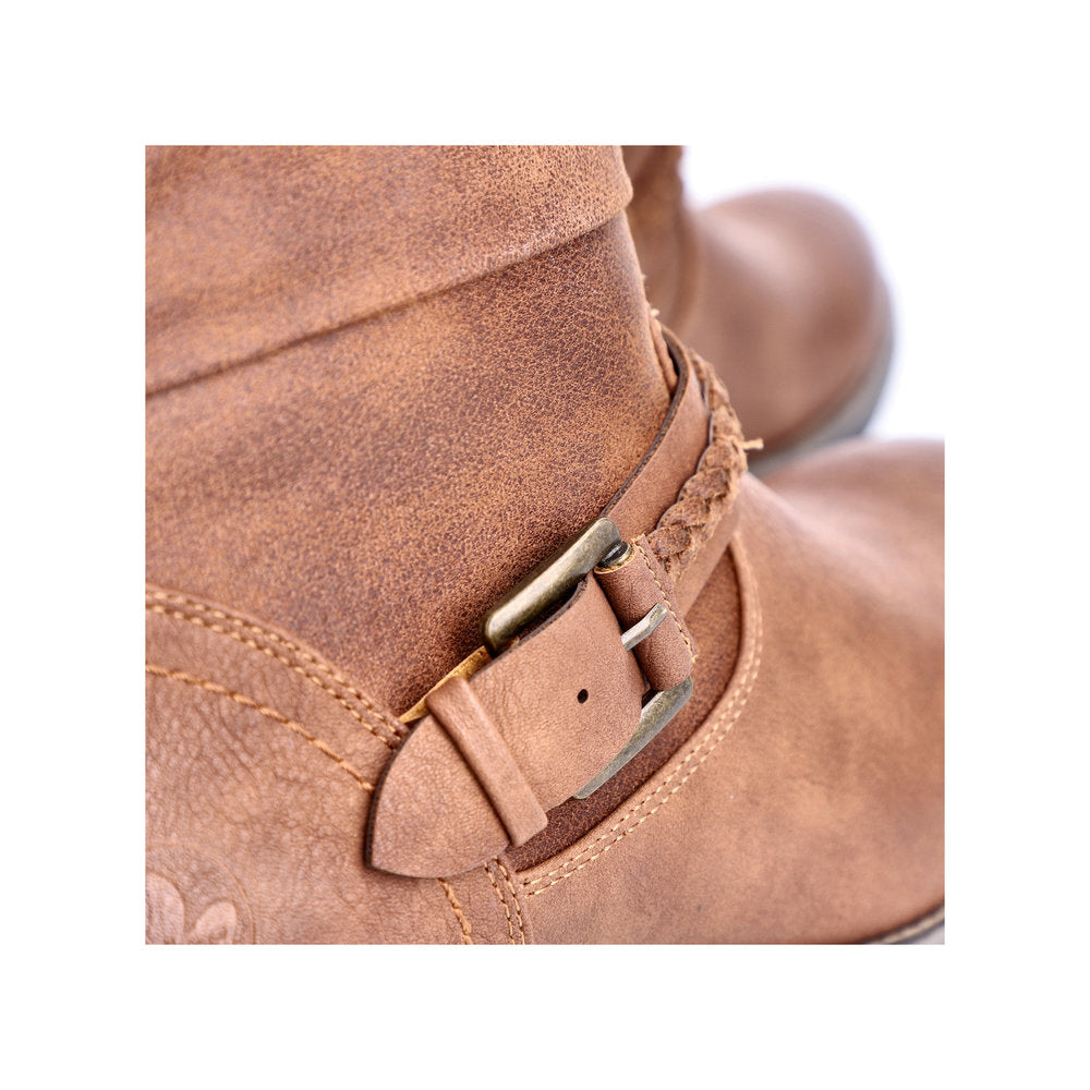 Rieker Ladies Mid Calf Length Low Heel Boot With Buckle Trim