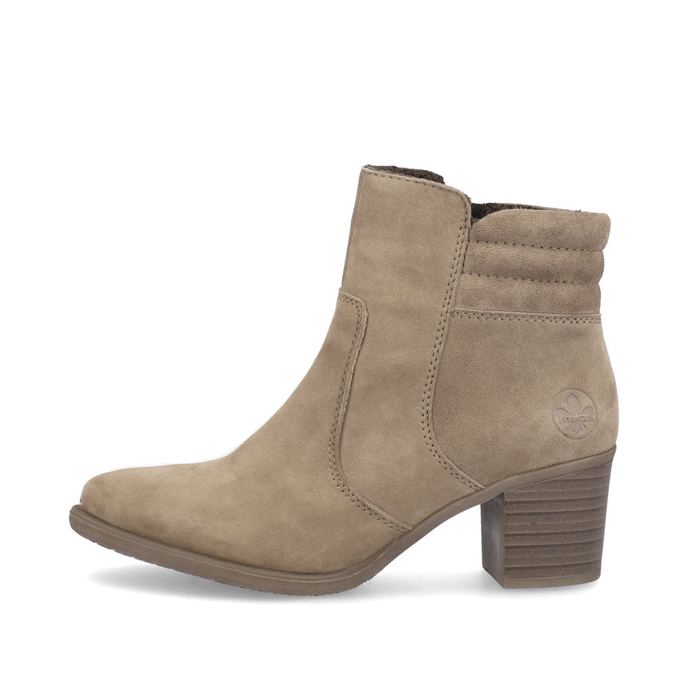 Rieker Ladies Zip Sided Block Heel Ankle Boot