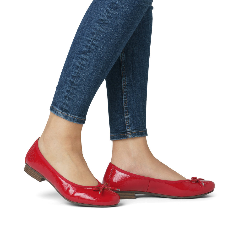 Rieker Ladies Bow Trim Patent Ballet Pump