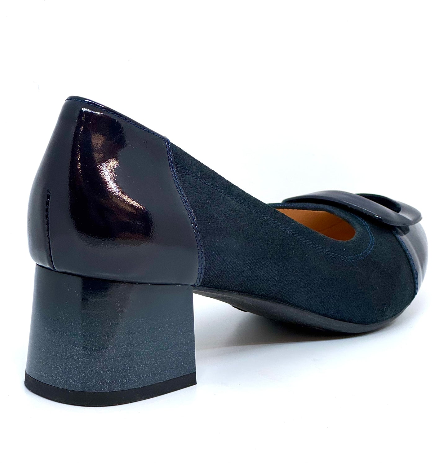 Bioeco Ladies Buckle Trim Block Heel Court Shoe