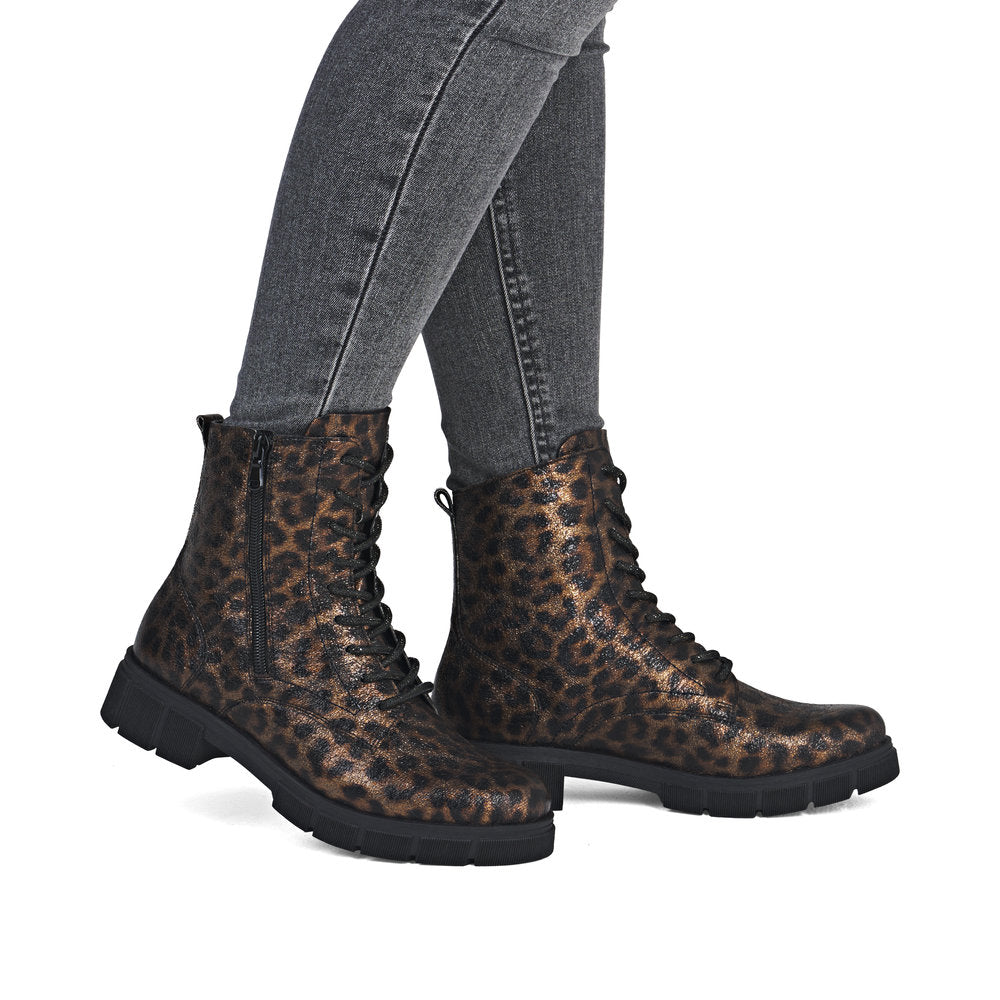 Remonte Ladies Leopard Print Chunky Sole Ankle boot