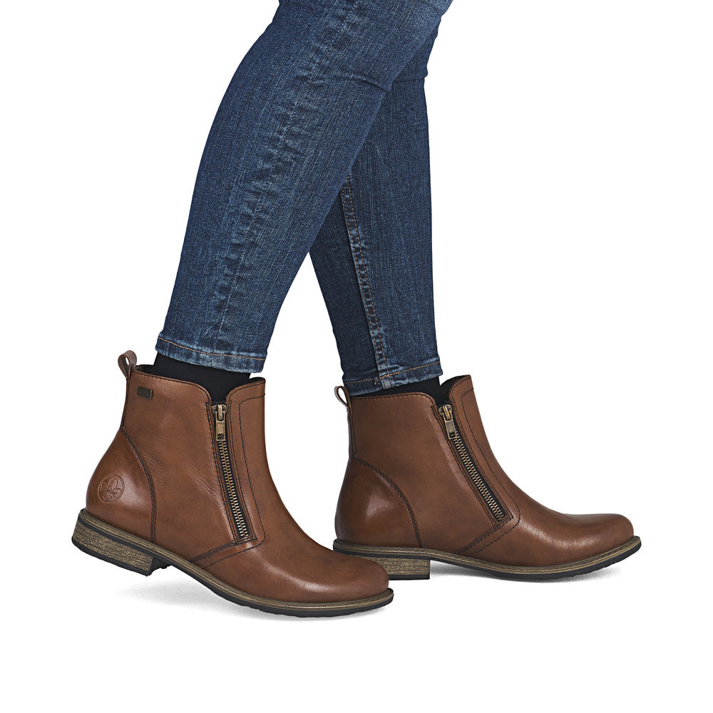 Rieker Ladies Double Zip Flat Heel Ankle Boot
