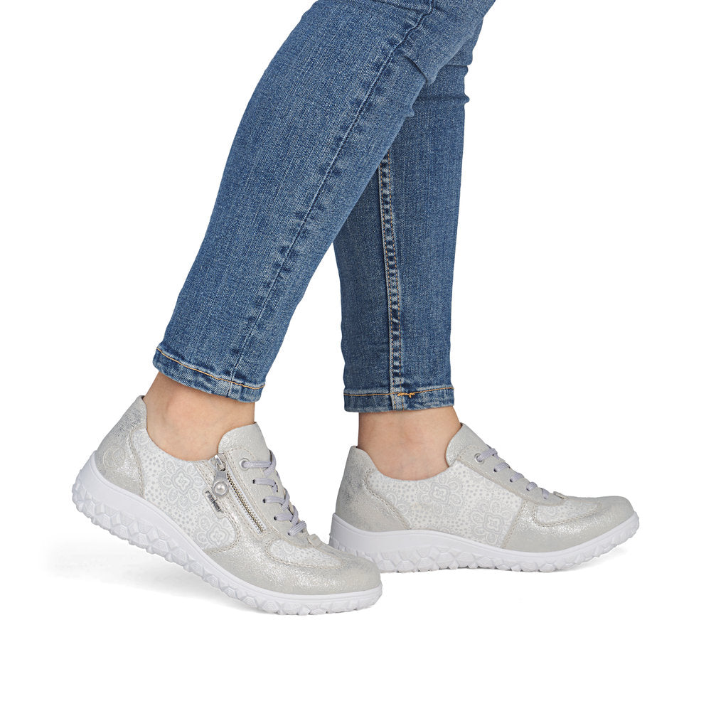 Rieker Ladies Wide Fit Stretch Fabric Zip Side Lace Casual