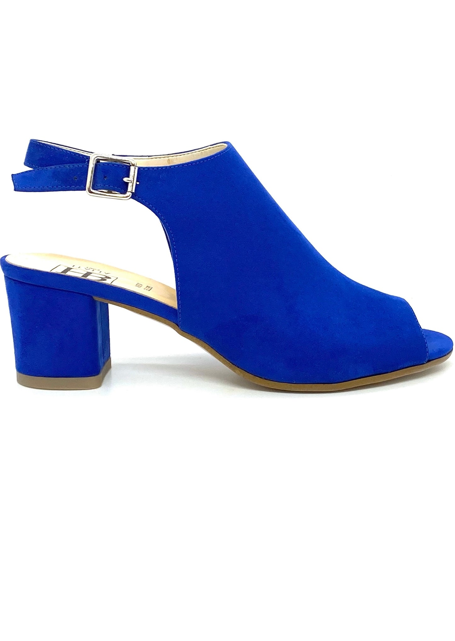 HB Ladies High Cut Block Heel Sandal Cobalt Suede