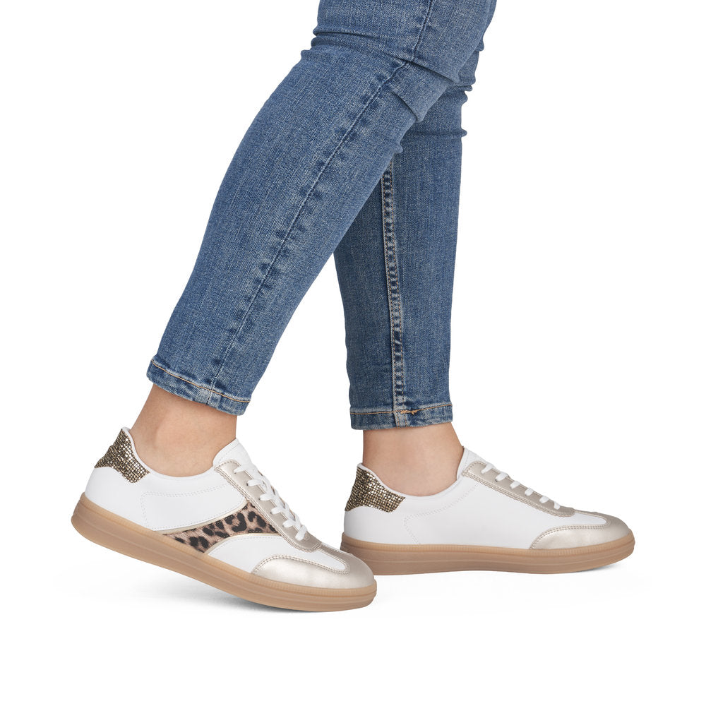 Remonte Ladies Leopard Trim Low Profile Sneaker
