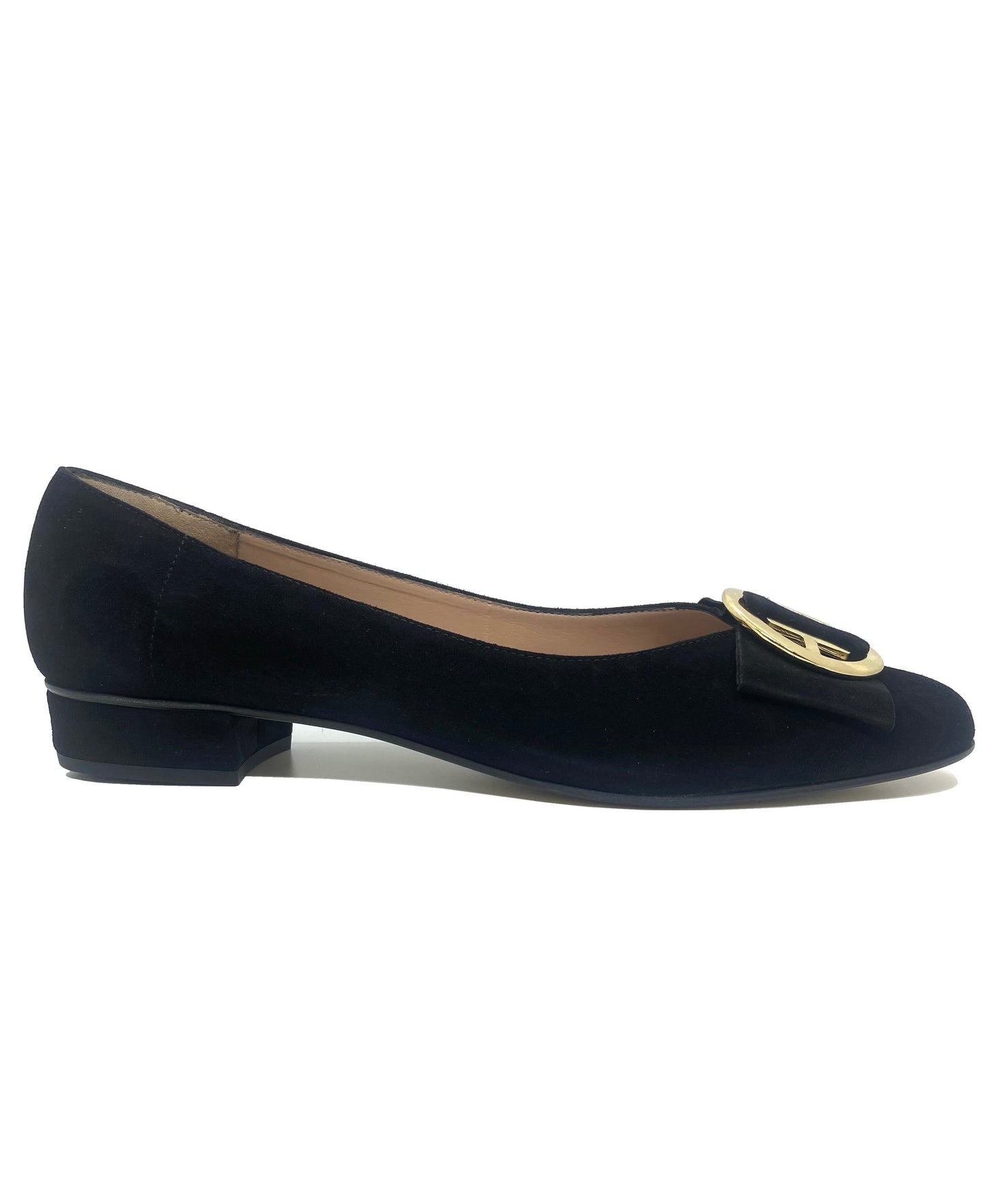 June Low Heel Pump Shoe with Gold Buckle Detail