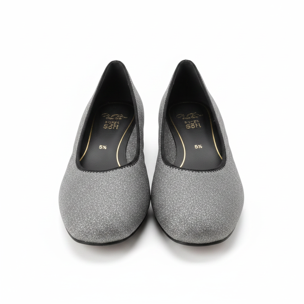 Ara Graz Metallic Twinkle Low Heel Silver Court Shoe