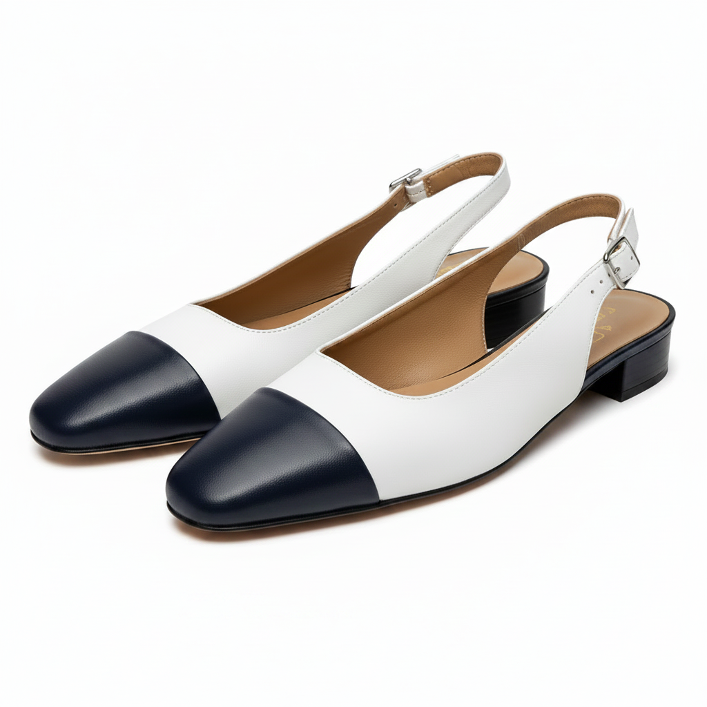 HB Italia Ladies Toe Cap Low Heel Sling Back