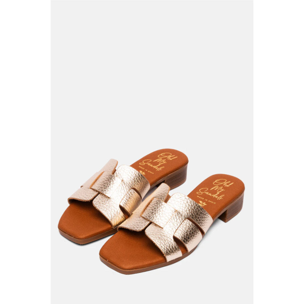 Oh! My Sandals Ladies Platted Front Slider Ingrid Platino