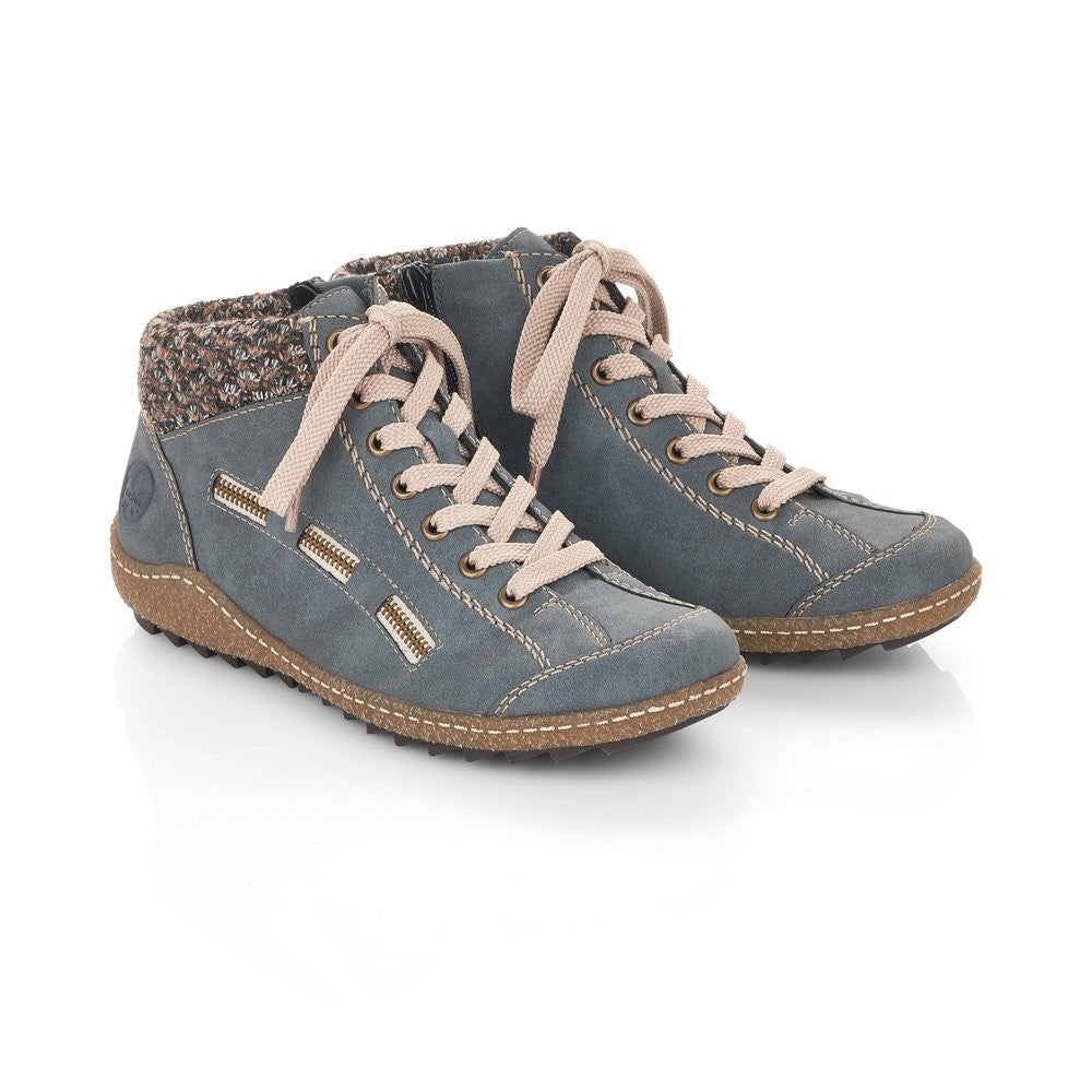 Rieker Ladies Lace Up Ankle Boot Light Blue