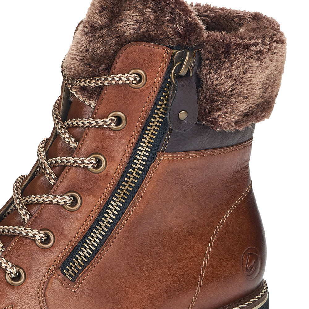 Remonte ladies Faux Fur Cuff Lace Ankle Boot