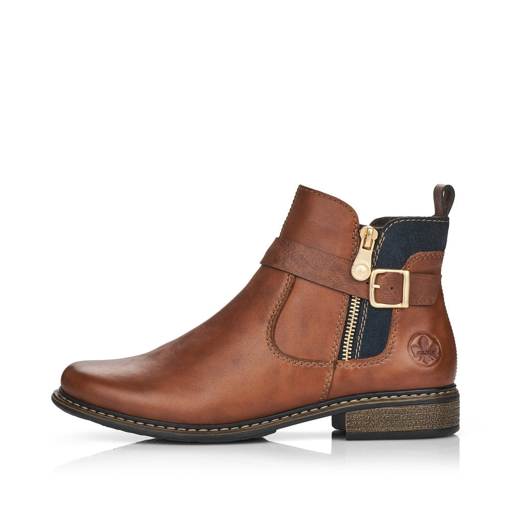 Rieker Ladies Zip Trim Ankle Boot