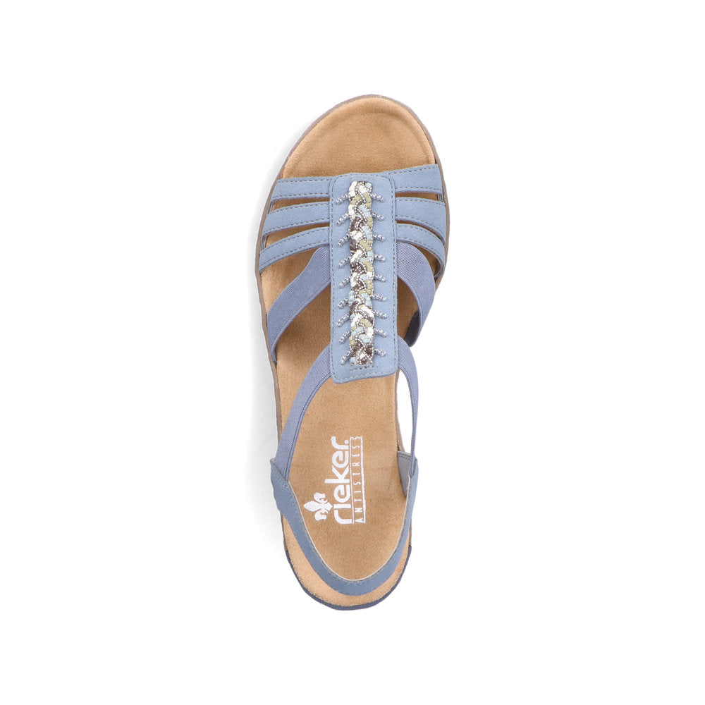 Rieker Ladies Wedge Heel Elastic Strap Sandal