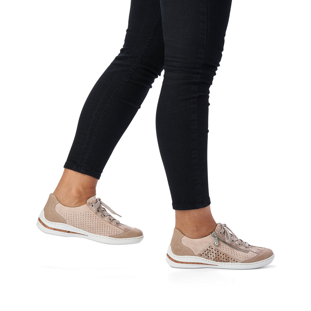Rieker Ladies Lace Up Shoe Zip Trim