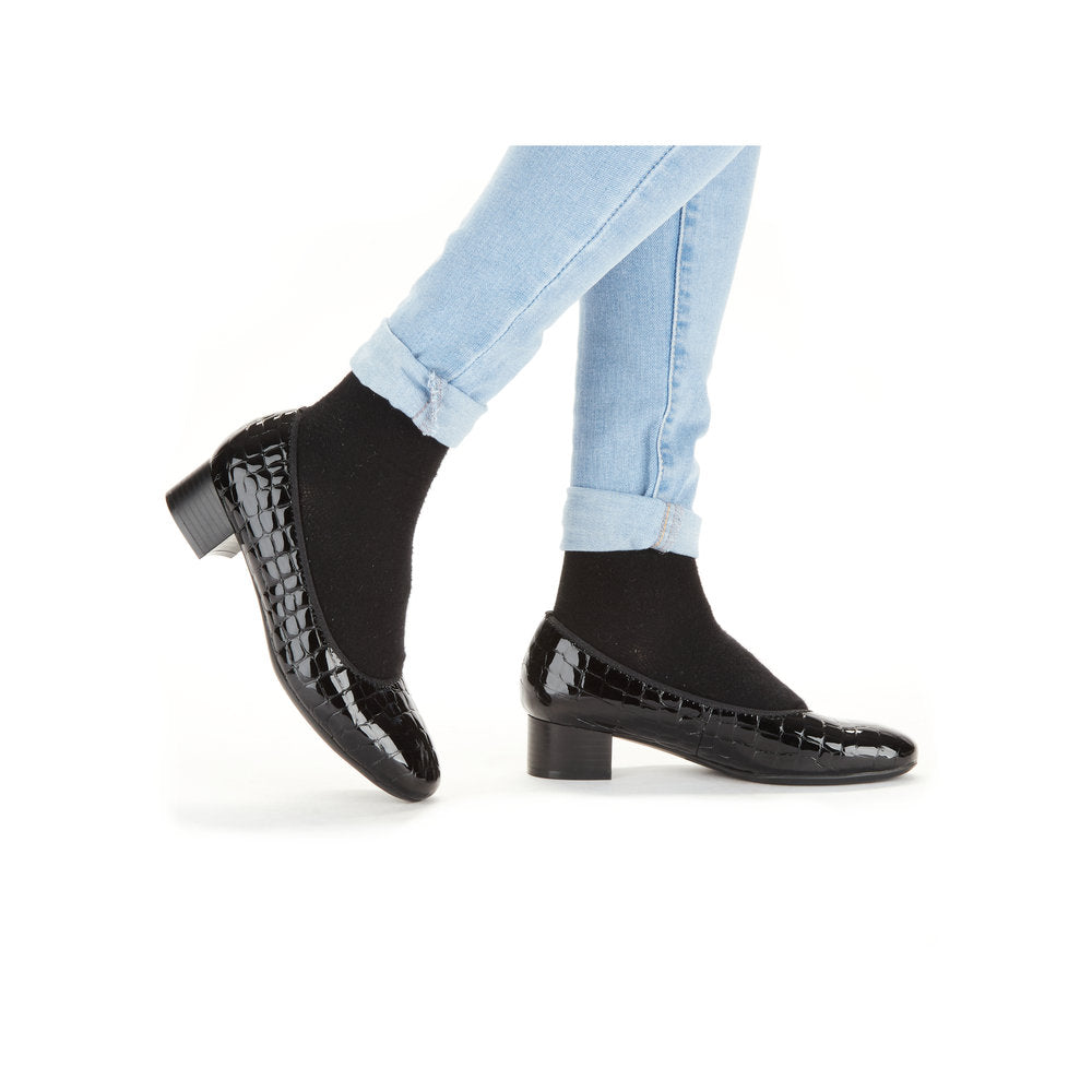 Rieker Ladies Croco Low Heel Court Shoe