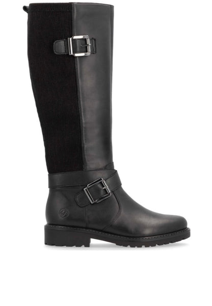 Remonte Ladies Buckle Trim Stretch Back Long Leg Boot