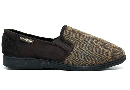 Lazy Dogz Men's Slippers Harrison Brown Tweed