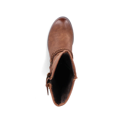 Rieker Ladies Mid Calf Length Low Heel Boot With Buckle Trim