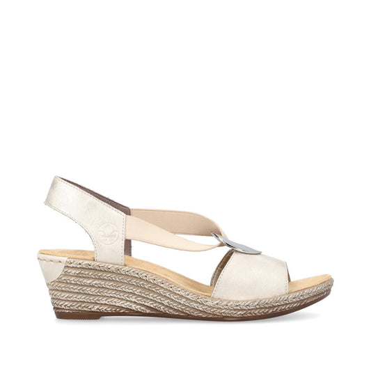 Rieker Ladies Wedge Heel Elastic Strap Sandal