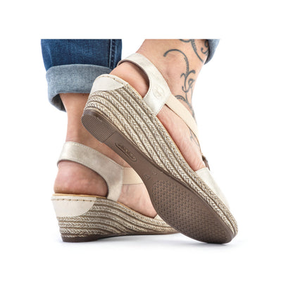 Rieker Ladies Wedge Heel Elastic Strap Sandal
