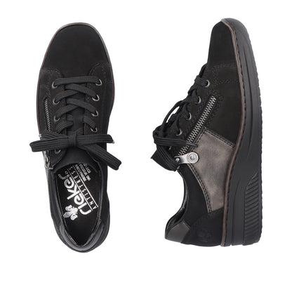 Rieker Ladies Zip Sided Lace Up Shoe