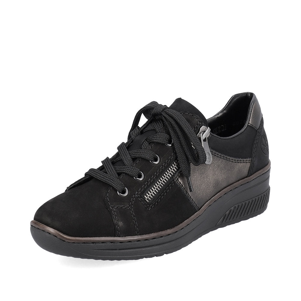 Rieker Ladies Zip Sided Lace Up Shoe