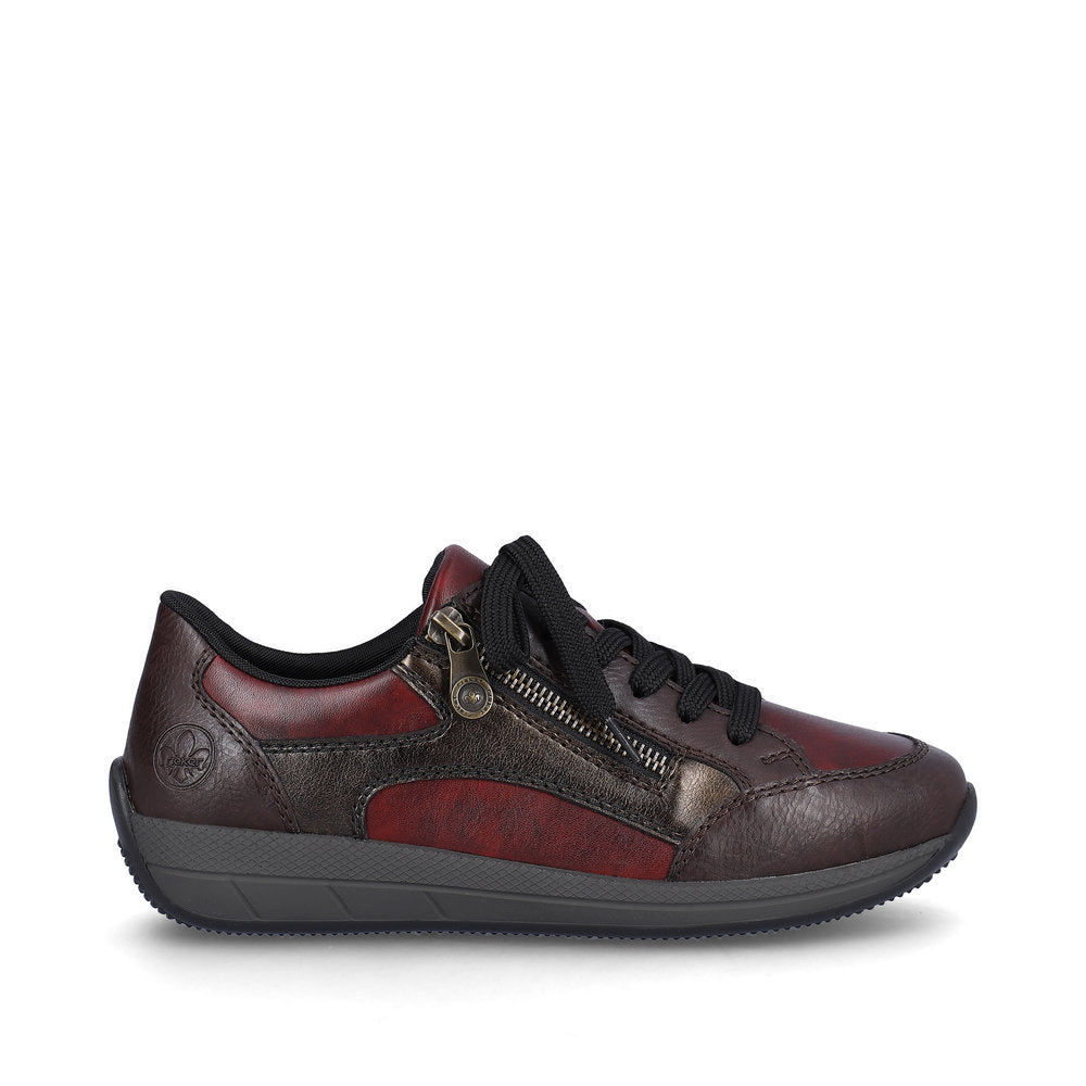 Rieker Ladies Red Combi Lace Up Shoe