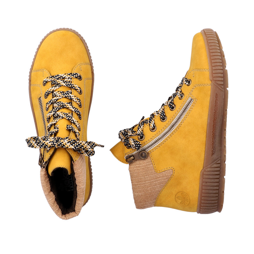 Rieker Ladies Lace Up Padded Cuff Ankle Boot