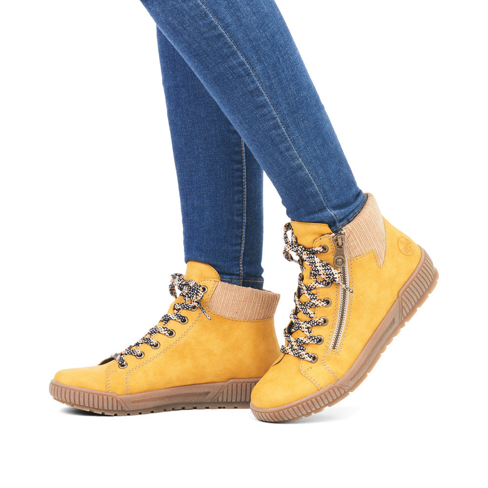 Rieker Ladies Lace Up Padded Cuff Ankle Boot