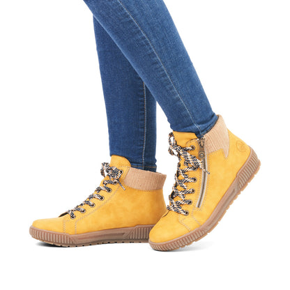 Rieker Ladies Lace Up Padded Cuff Ankle Boot