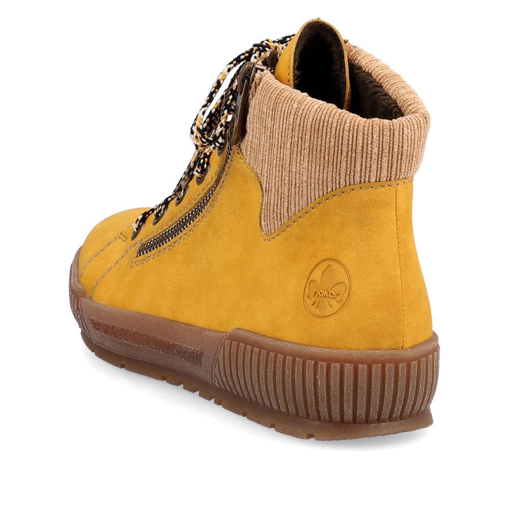 Rieker Ladies Lace Up Padded Cuff Ankle Boot