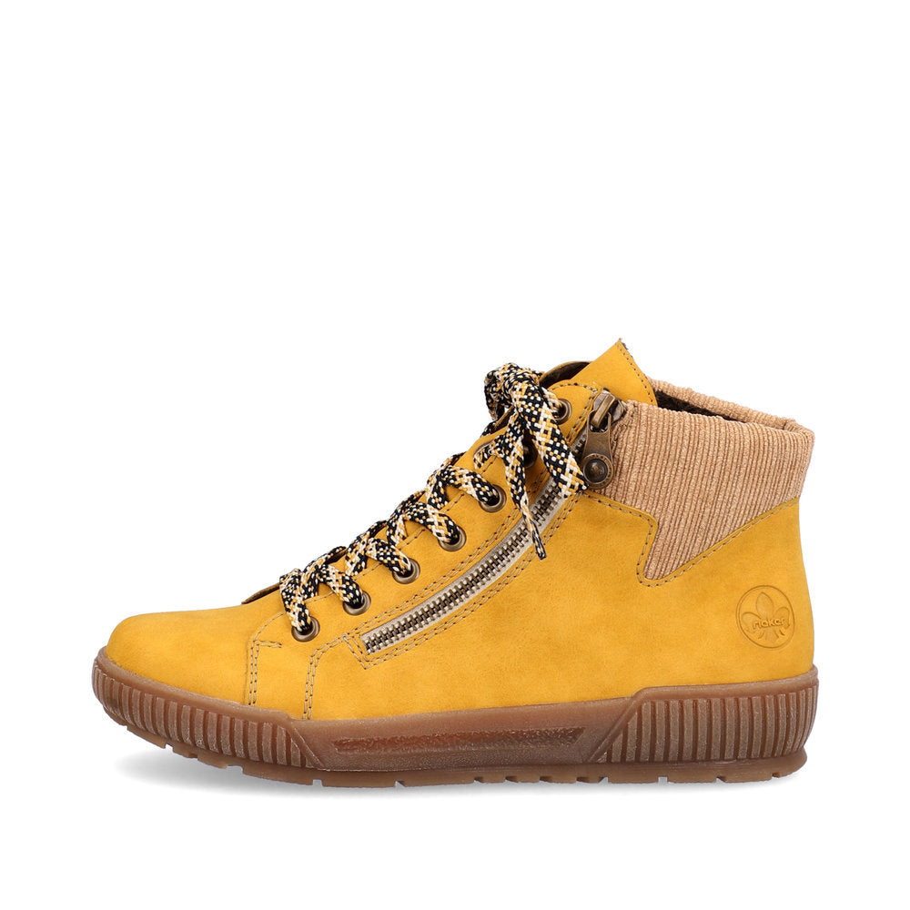 Rieker Ladies Lace Up Padded Cuff Ankle Boot