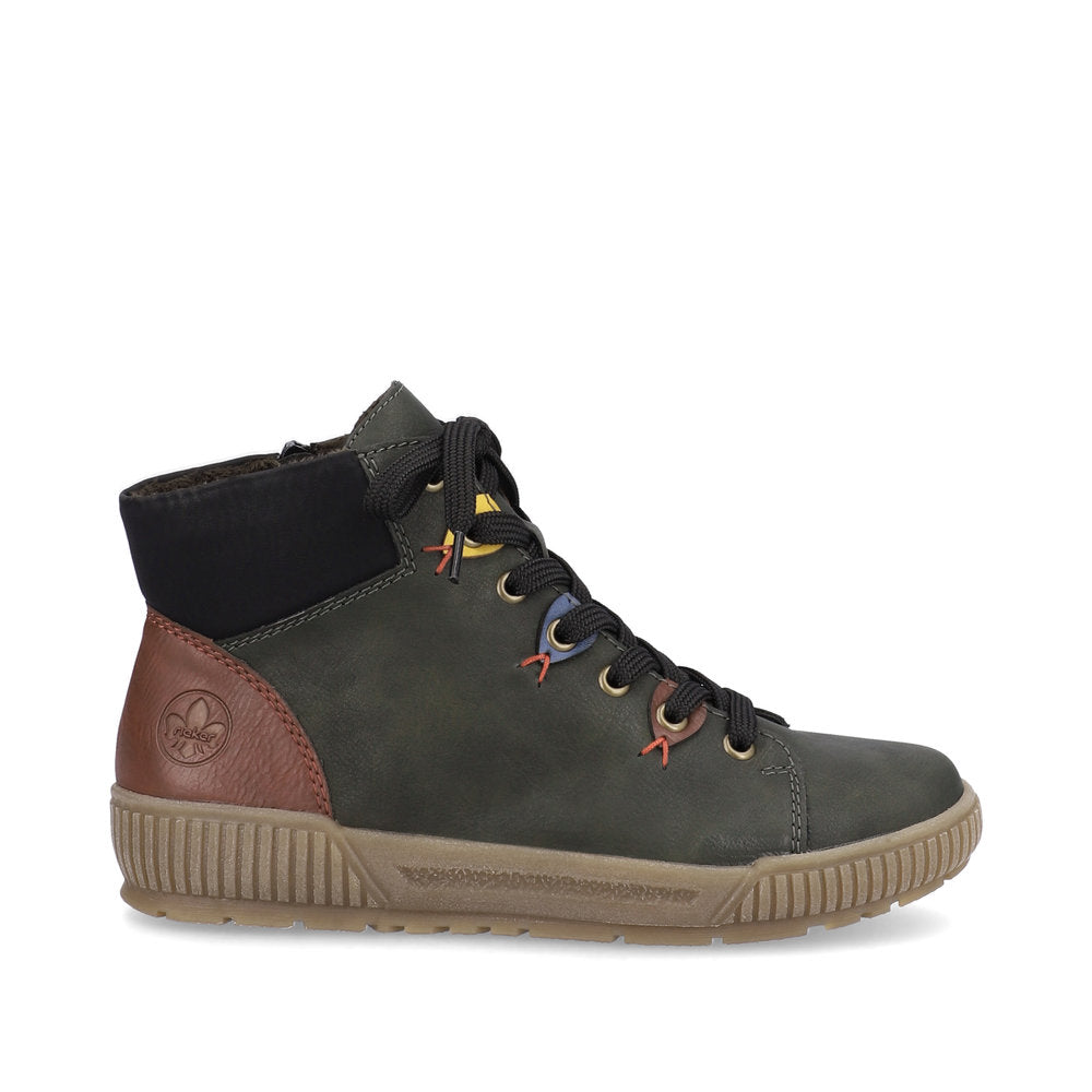 Rieker Ladies Coloured Eyelet Lace Up Ankle Boot
