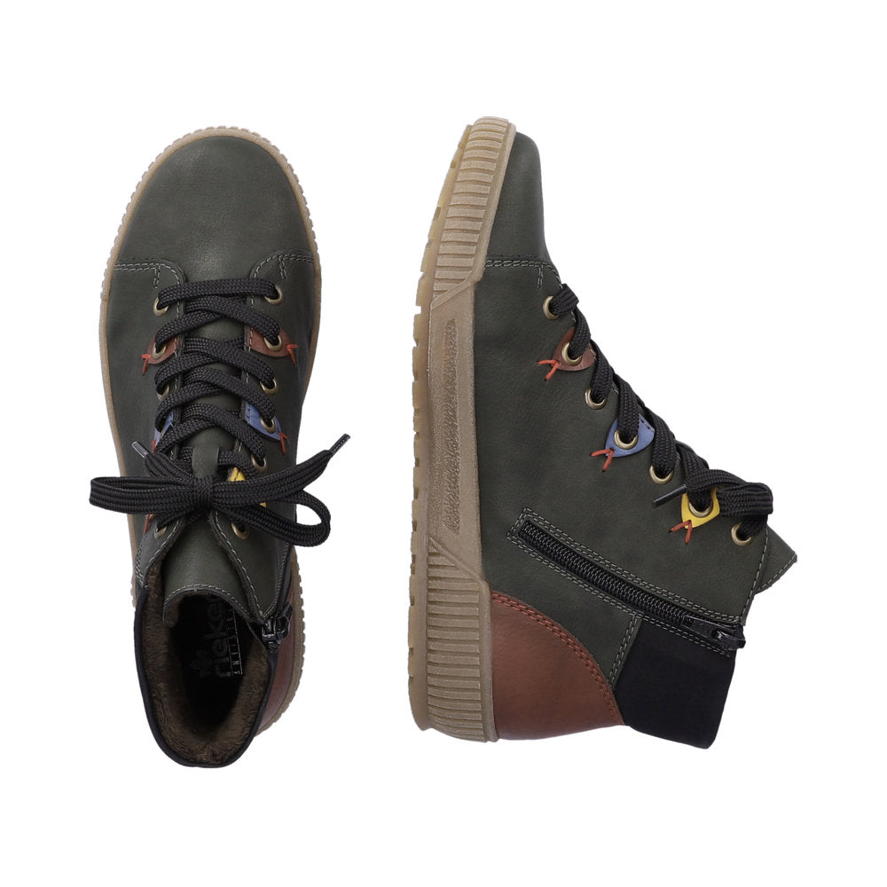 Rieker Ladies Coloured Eyelet Lace Up Ankle Boot
