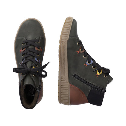 Rieker Ladies Coloured Eyelet Lace Up Ankle Boot