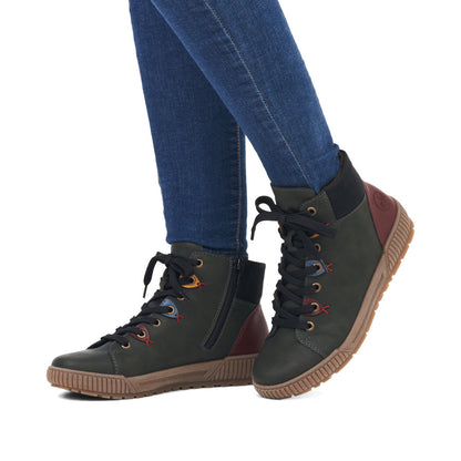 Rieker Ladies Coloured Eyelet Lace Up Ankle Boot