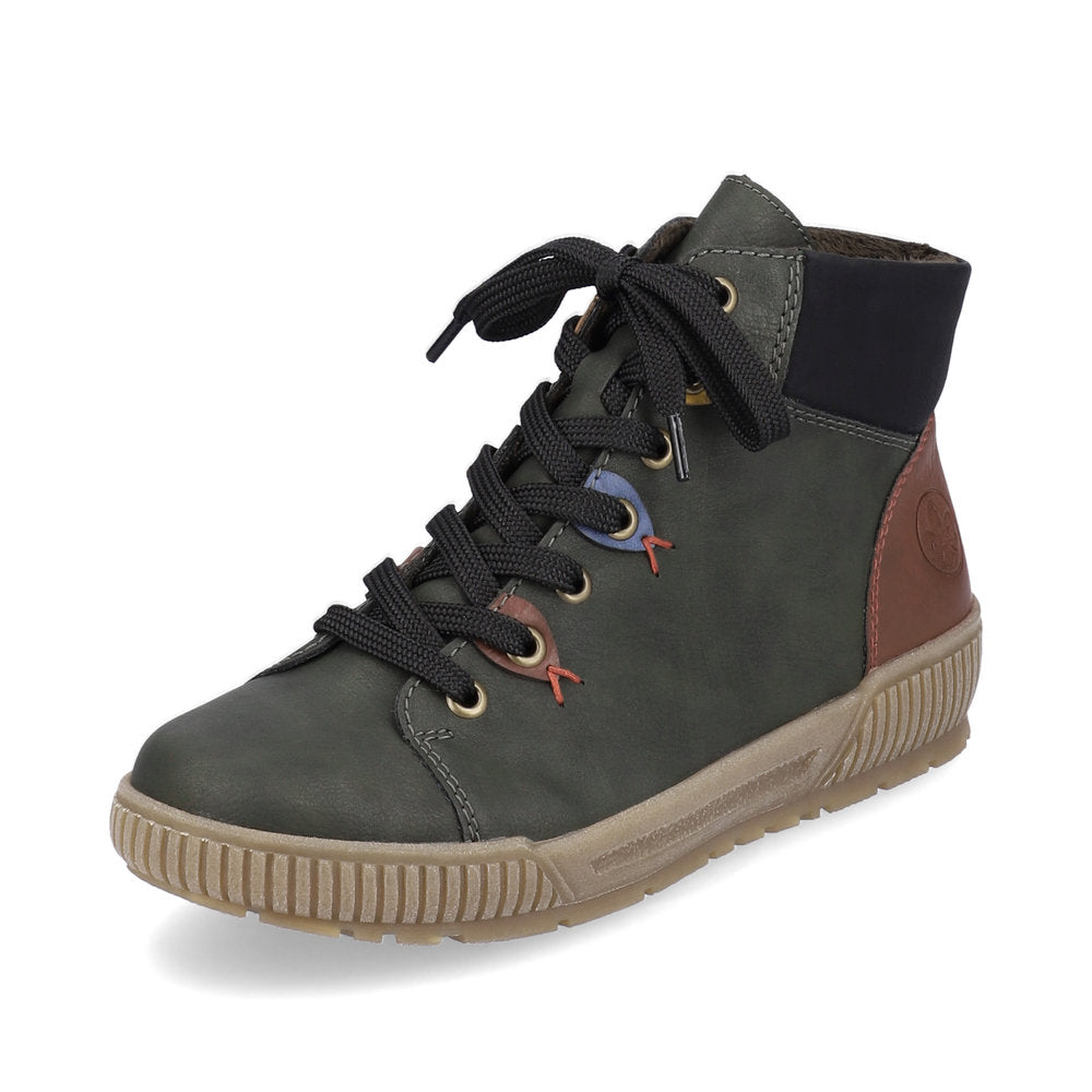 Rieker Ladies Coloured Eyelet Lace Up Ankle Boot
