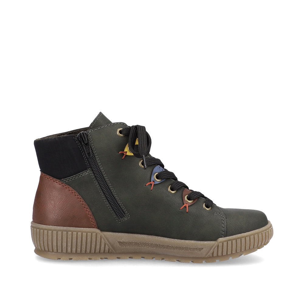 Rieker Ladies Coloured Eyelet Lace Up Ankle Boot