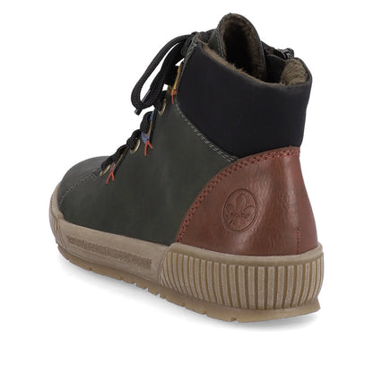 Rieker Ladies Coloured Eyelet Lace Up Ankle Boot