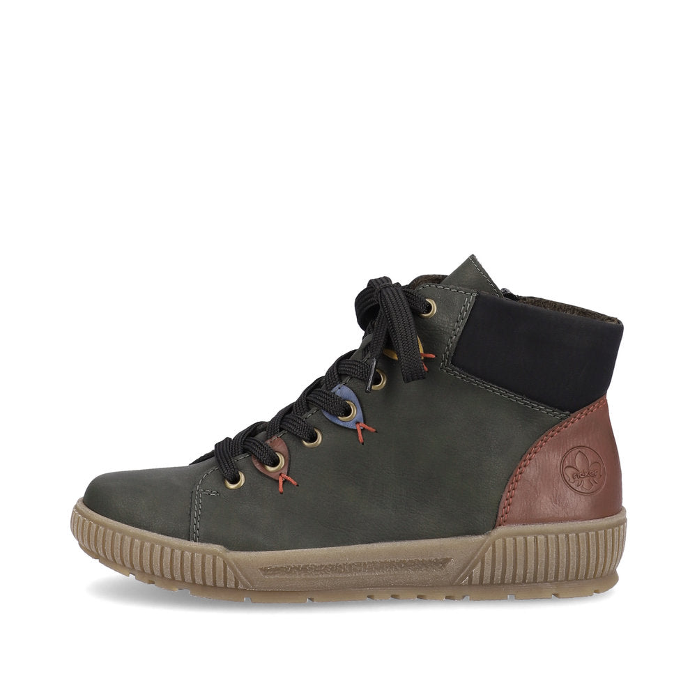 Rieker Ladies Coloured Eyelet Lace Up Ankle Boot