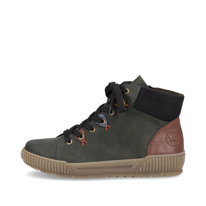 Rieker Ladies Coloured Eyelet Lace Up Ankle Boot