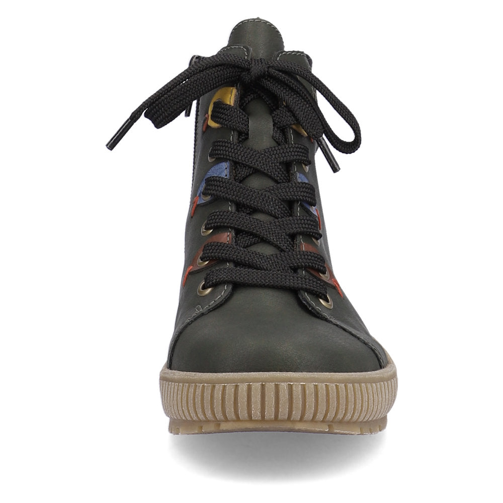 Rieker Ladies Coloured Eyelet Lace Up Ankle Boot