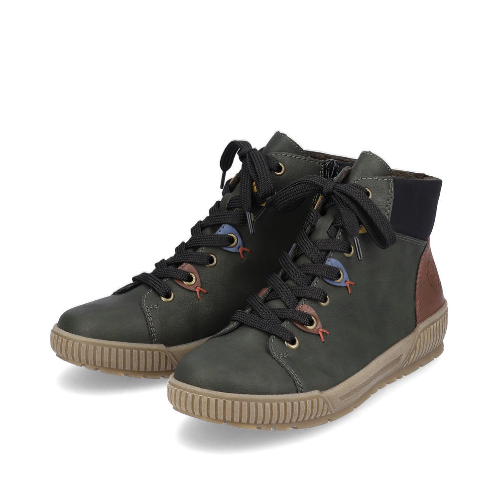 Rieker Ladies Coloured Eyelet Lace Up Ankle Boot