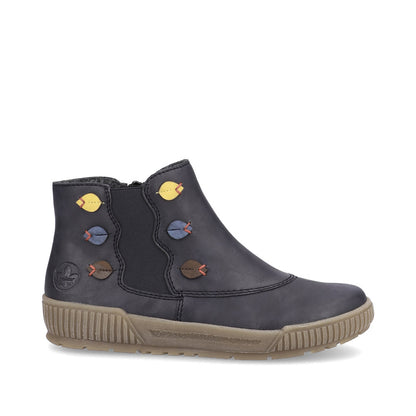 Rieker Ladies Zip Sided Flat Sole Ankle Boot