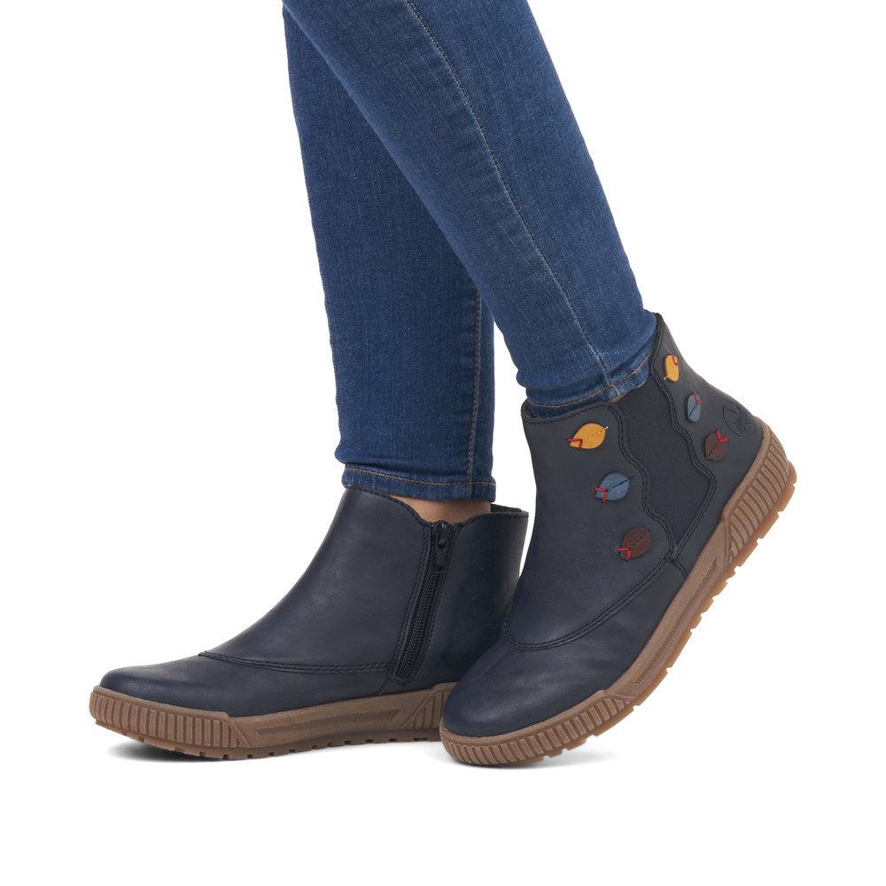 Rieker Ladies Zip Sided Flat Sole Ankle Boot