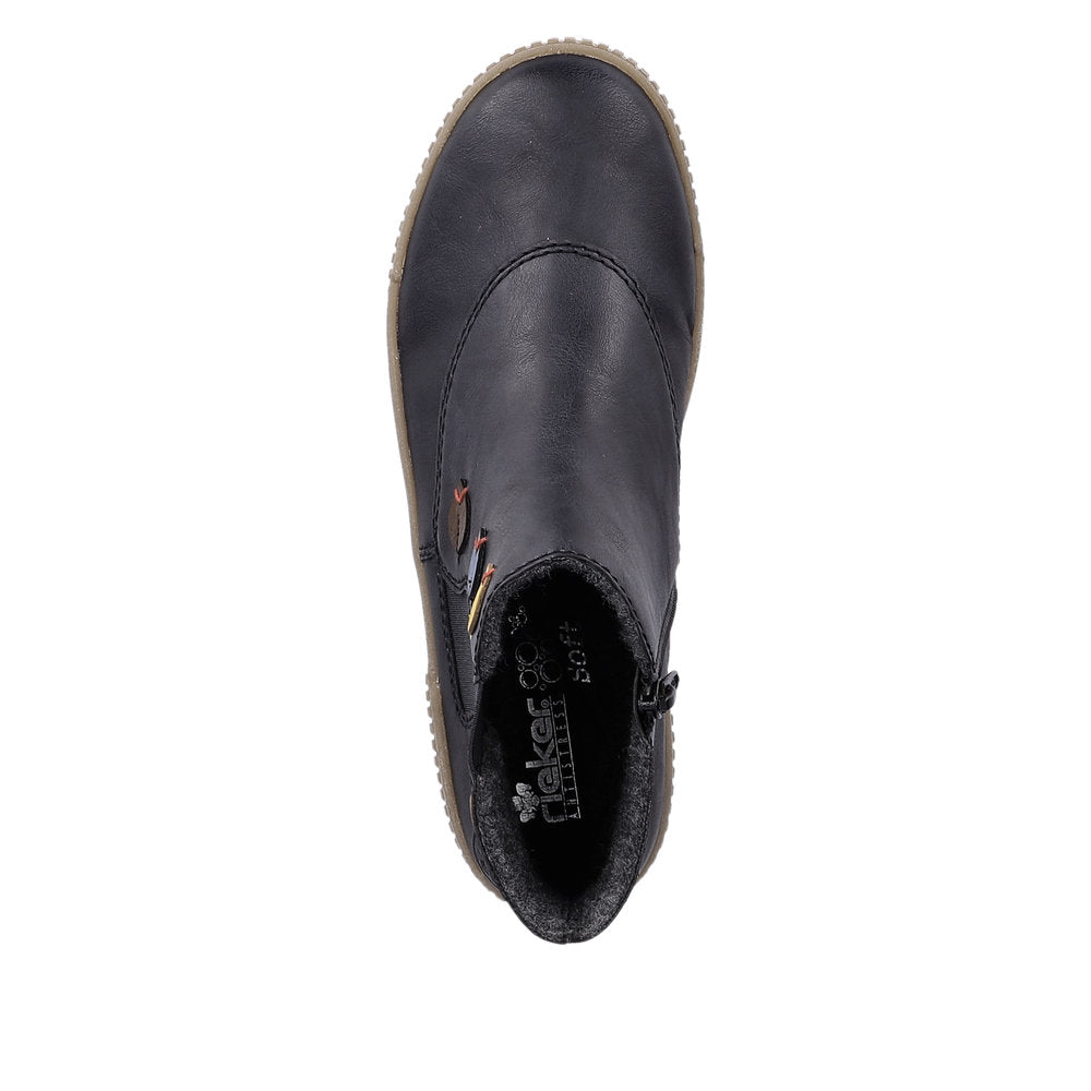 Rieker Ladies Zip Sided Flat Sole Ankle Boot