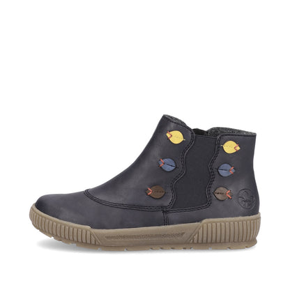 Rieker Ladies Zip Sided Flat Sole Ankle Boot