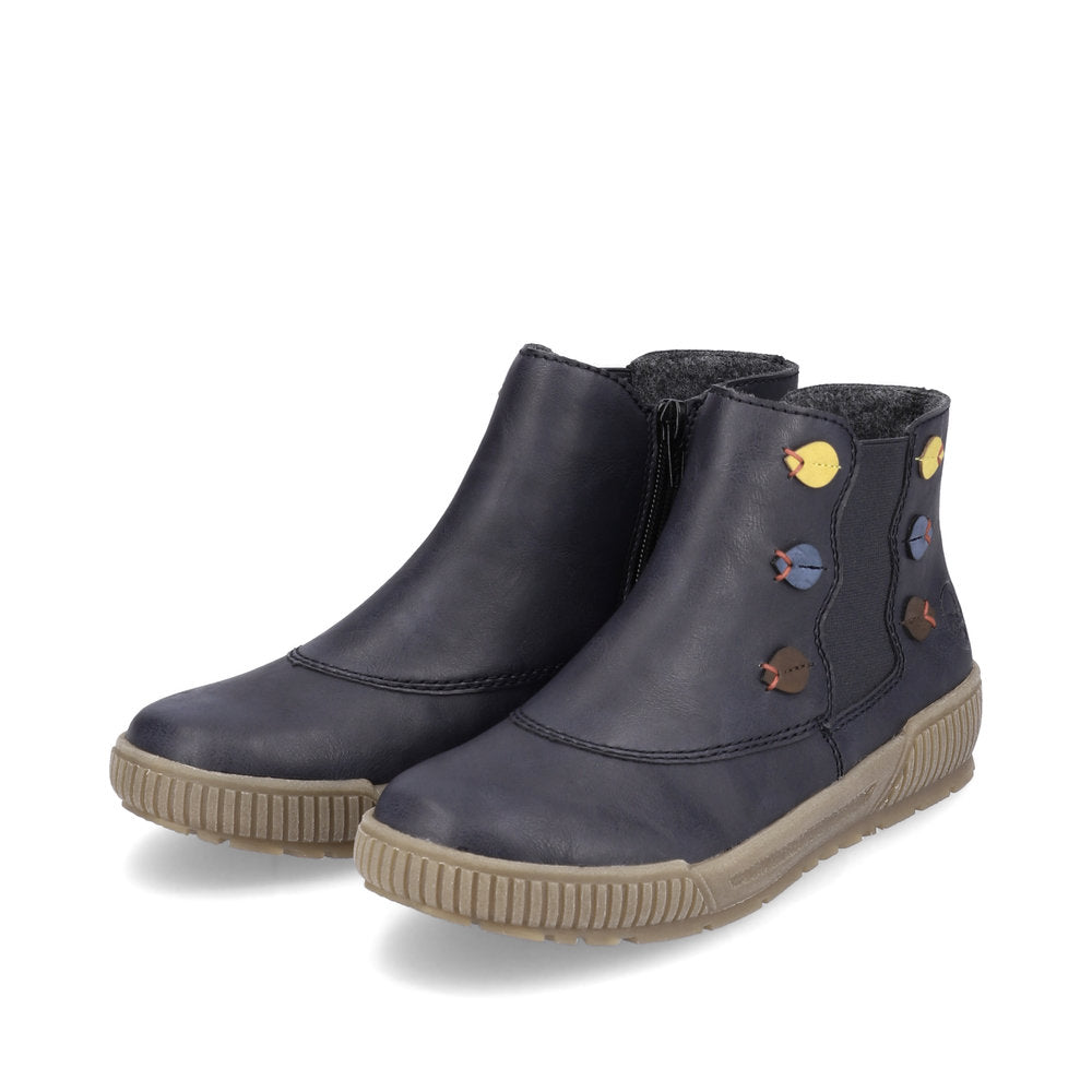 Rieker Ladies Zip Sided Flat Sole Ankle Boot