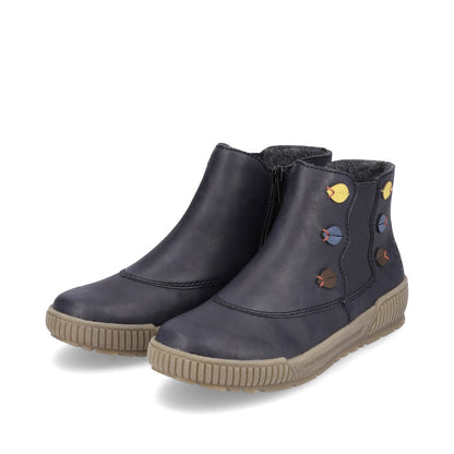 Rieker Ladies Zip Sided Flat Sole Ankle Boot